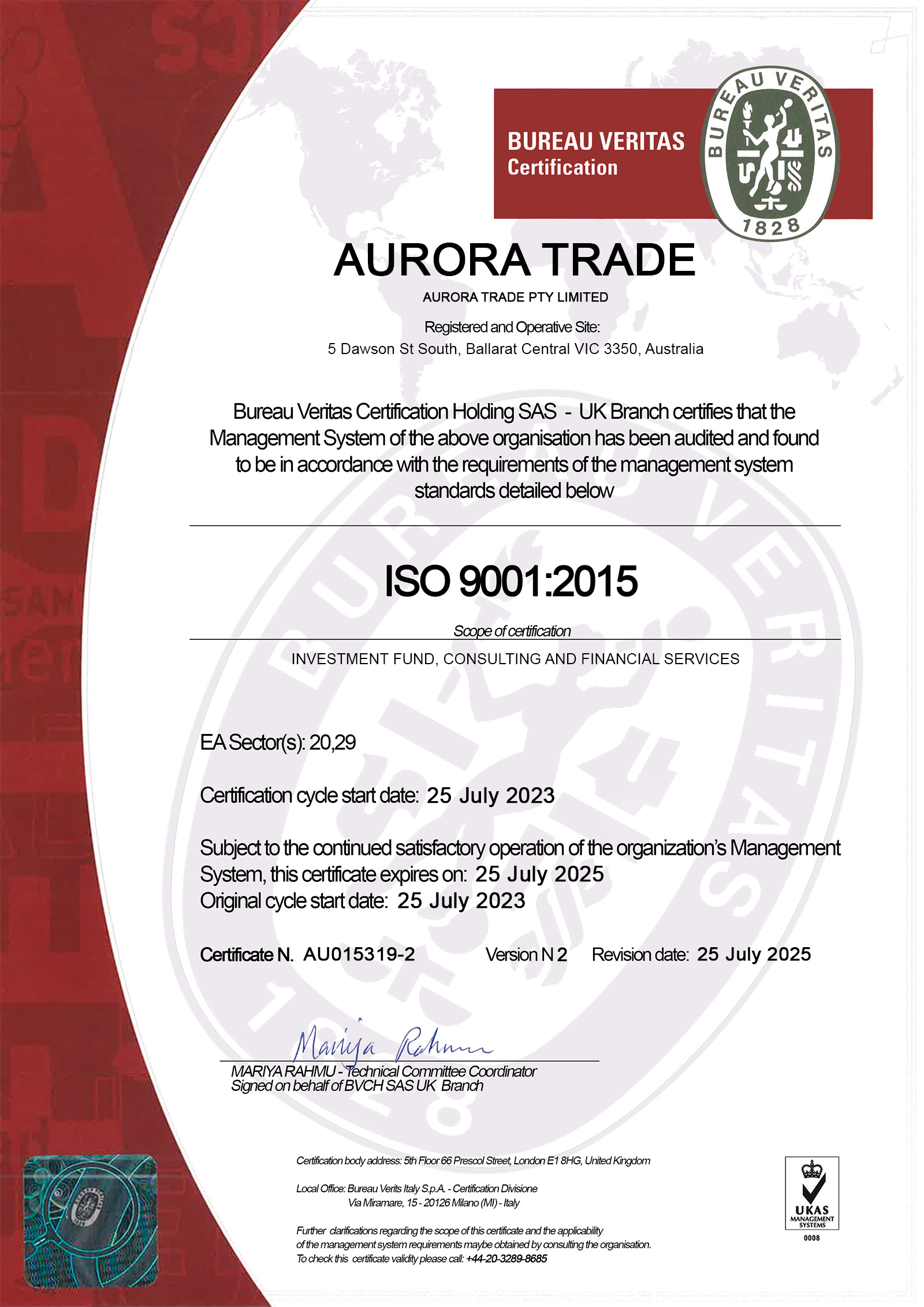 ISO 9001:2015 Certificate